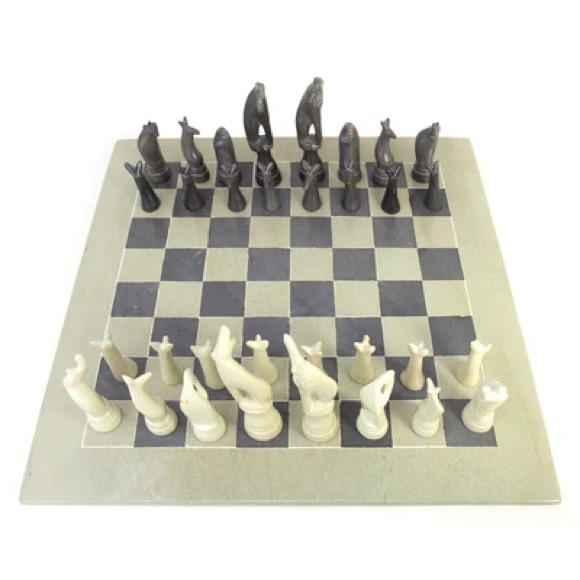 Classic Gray and White Chess Set